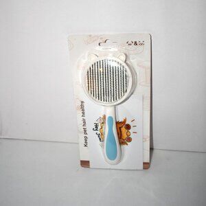 Jumi Cat Hair Brush for Grooming Blue Self Cleaning Slicker Brush for Shedding a